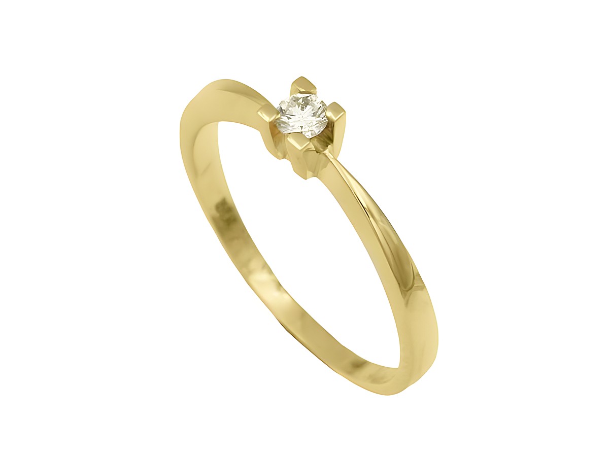 Gelbgold Ring elegant Gelbgold 585 mit Diamant 0,10 ct w-p1 in Größe 54 vom Hersteller Juwelier Harnisch bis Größe 54 17,5.