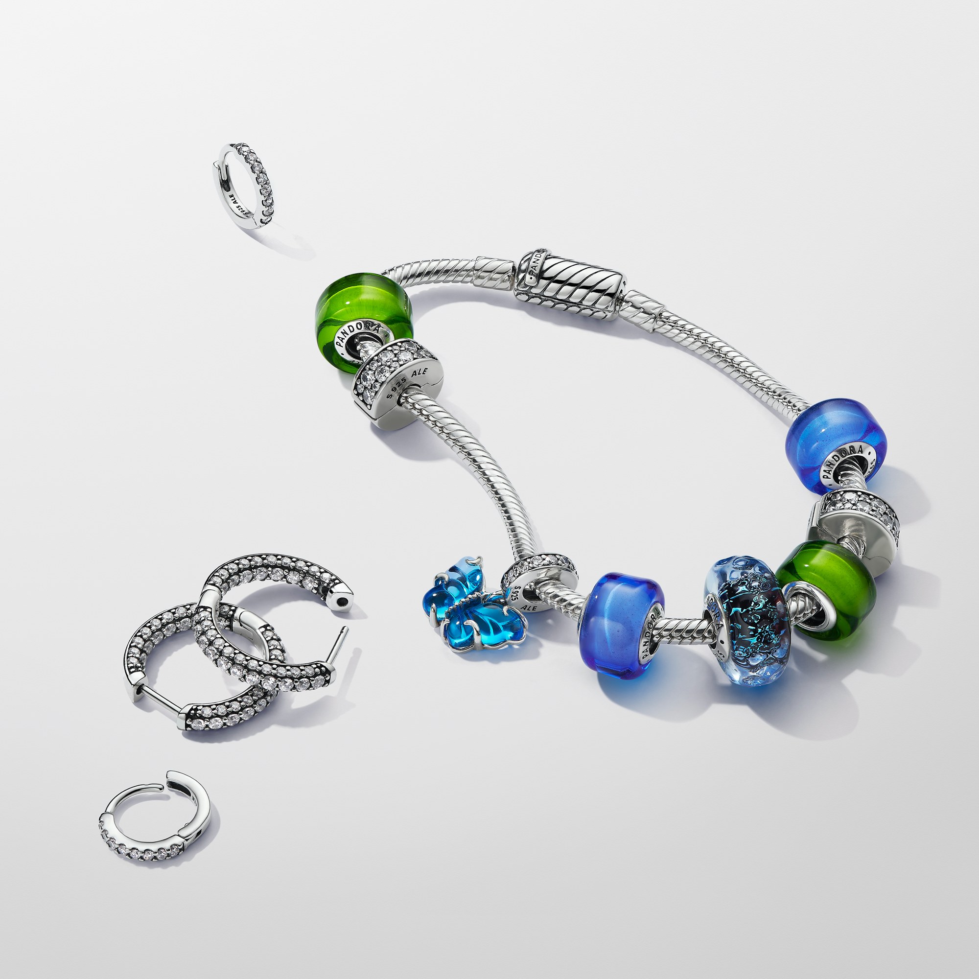 Pandora Blauer Murano-Glas Schmetterling Charm-Anhänger - Sterling Silber – Ansicht 4