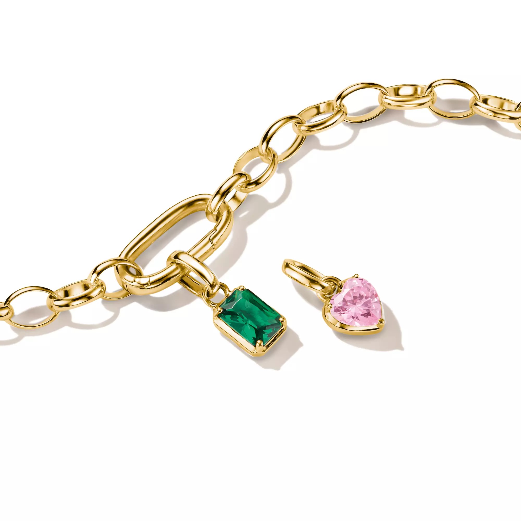 Thomas Sabo Connect - Charm Geburtsstein Januar - 18k Gelbgold Vergoldung - Zirkonia pink - Charm mit Öse – Ansicht 2