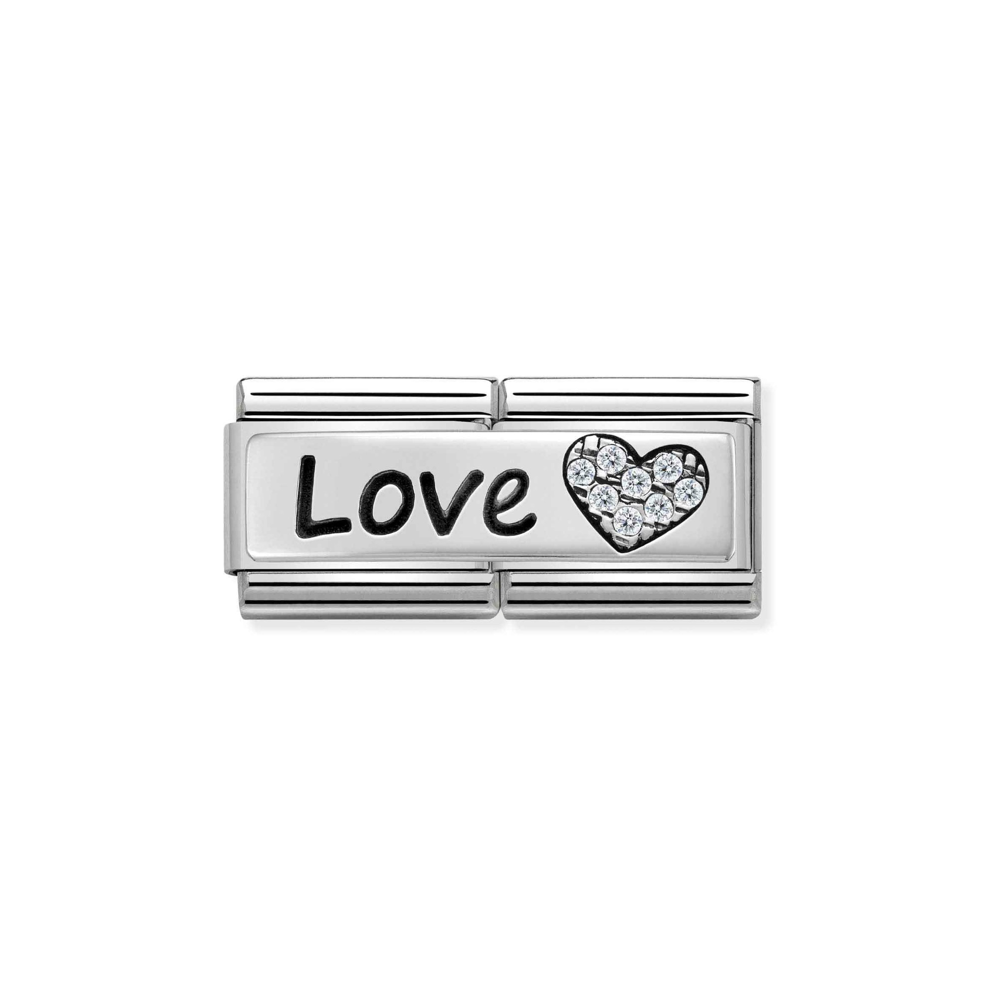 Nomination Composable Classic Double Charm Love Herz - Edelstahl, Sterling Silber, Zirkonia