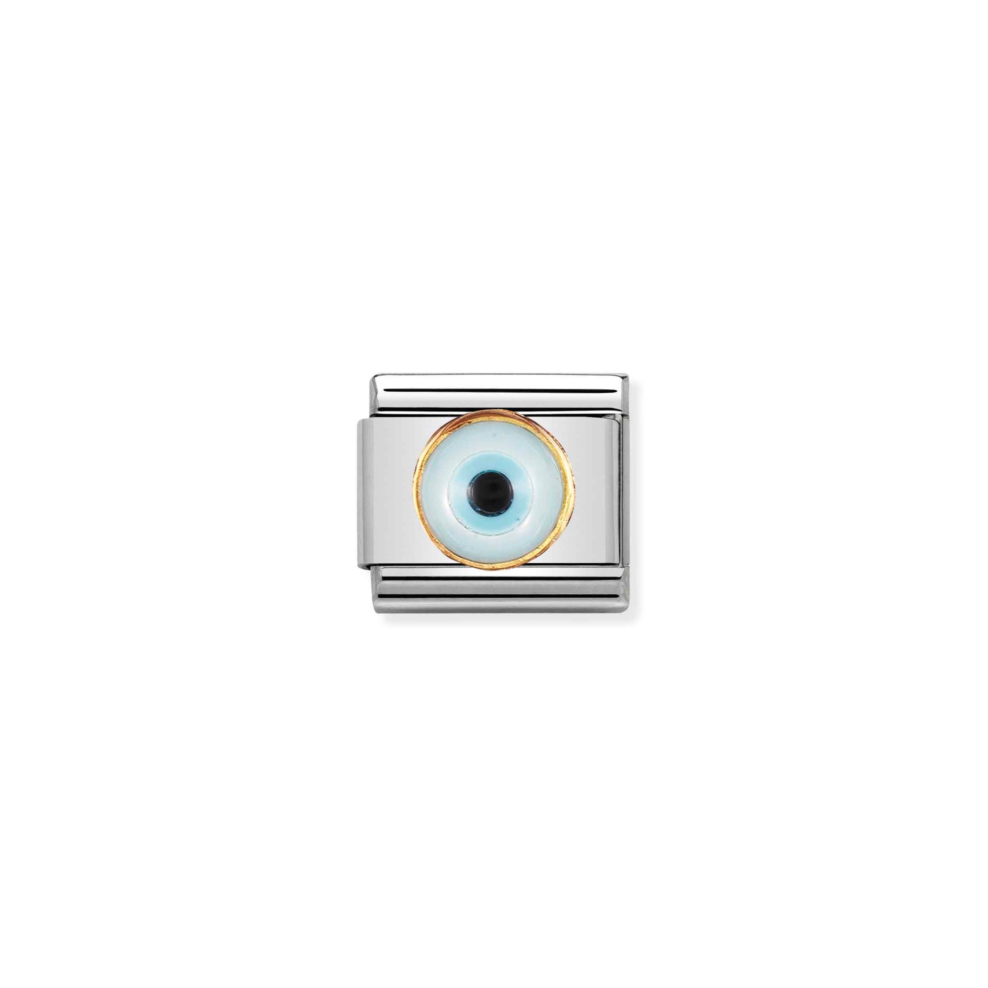 Nomination Composable Classic Charm Griechisches Auge - Edelstahl, Gold 750 Gelbgold, Smaragd