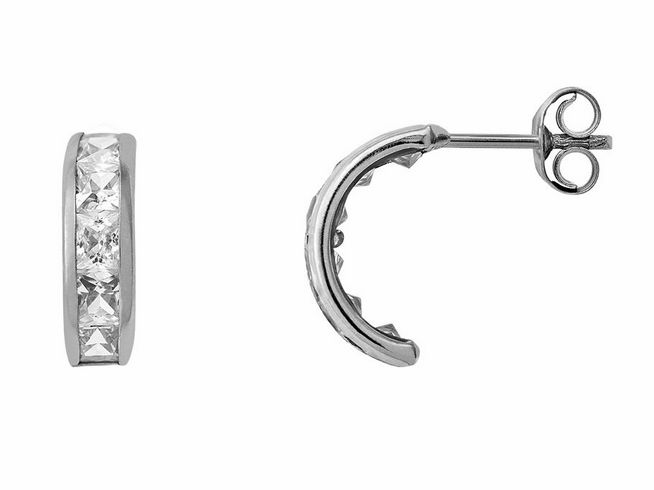 Polierte Creolen aus Weißgold 585 mit Zirkonia von Xenox, eleganter Echt Gold Ohrschmuck, ideal für stilvolle Akzente im Alltag oder bei besonderen Anlässen.
