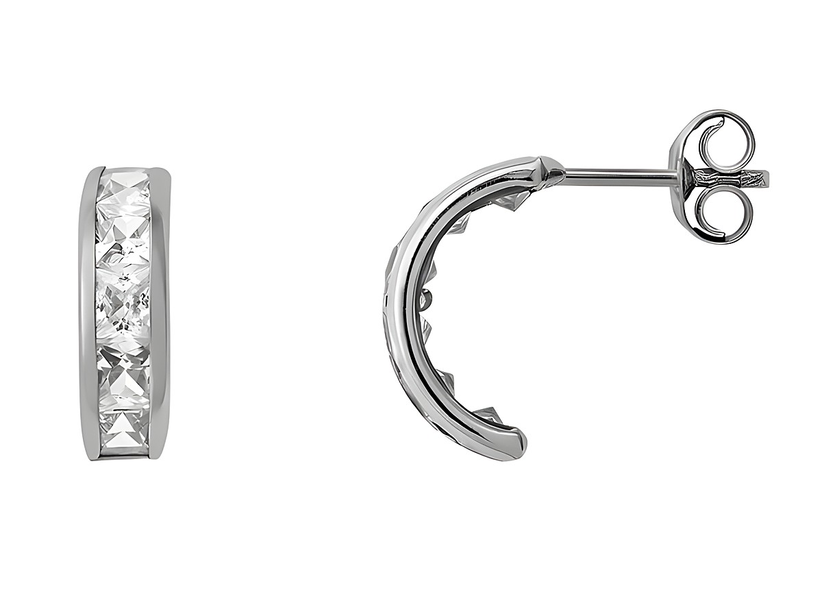 Polierte Creolen aus Weißgold 585 mit Zirkonia von Xenox, eleganter Echt Gold Ohrschmuck, ideal für stilvolle Akzente im Alltag oder bei besonderen Anlässen.