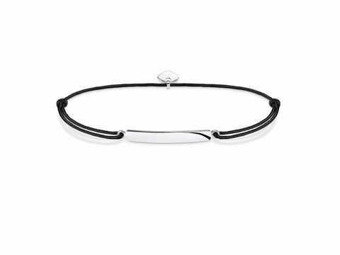 Silberfarbenes Thomas Sabo LS012-173-11-L20v Armband mit schwarzem Band, verstellbar von 14 bis 20 cm, schlichtes Design für elegante Anlässe und tägliches Tragen.