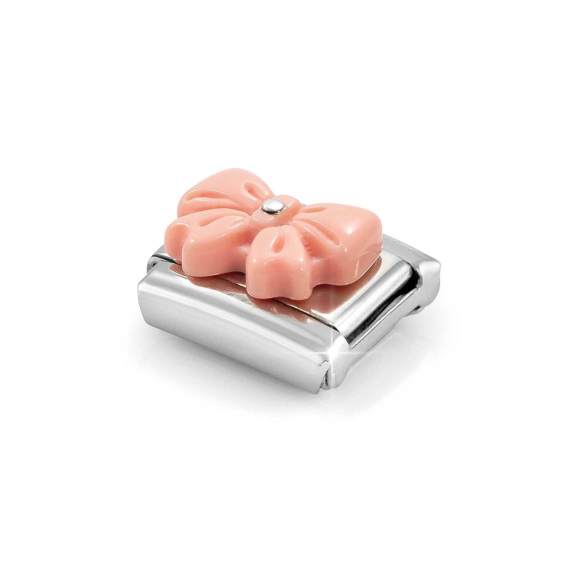 Nomination Sterling Silber - Schleife - Harz + Rosa Element - Classic Silber – Ansicht 5