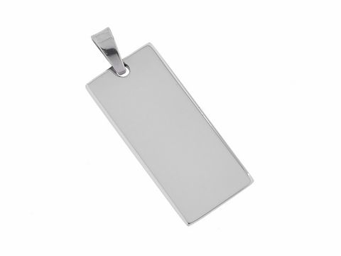 62463-0 Edelstahl Anhänger mit gravierbarer Fläche, rechteckig, Maße 2,5 x 1,2 cm, modisches Design, Hersteller Juwelier Harnisch. Ideal zum Personalisieren und als Schmuckstück.
