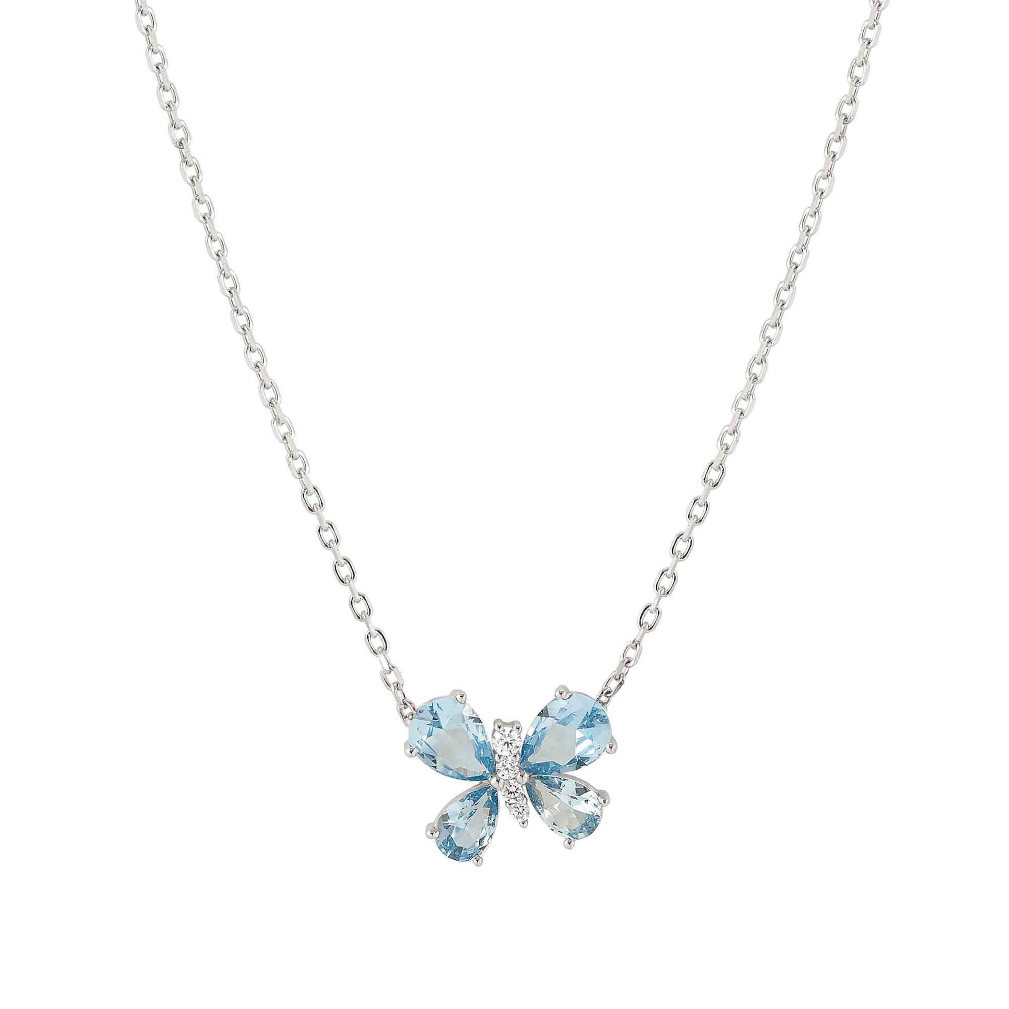 Nomination SHINE ME UP Halskette aus Sterling Silber - Zirkonia - Schmetterling - Weiß - Hellblau – hellblaue Steine – 44 cm – Ansicht 2
