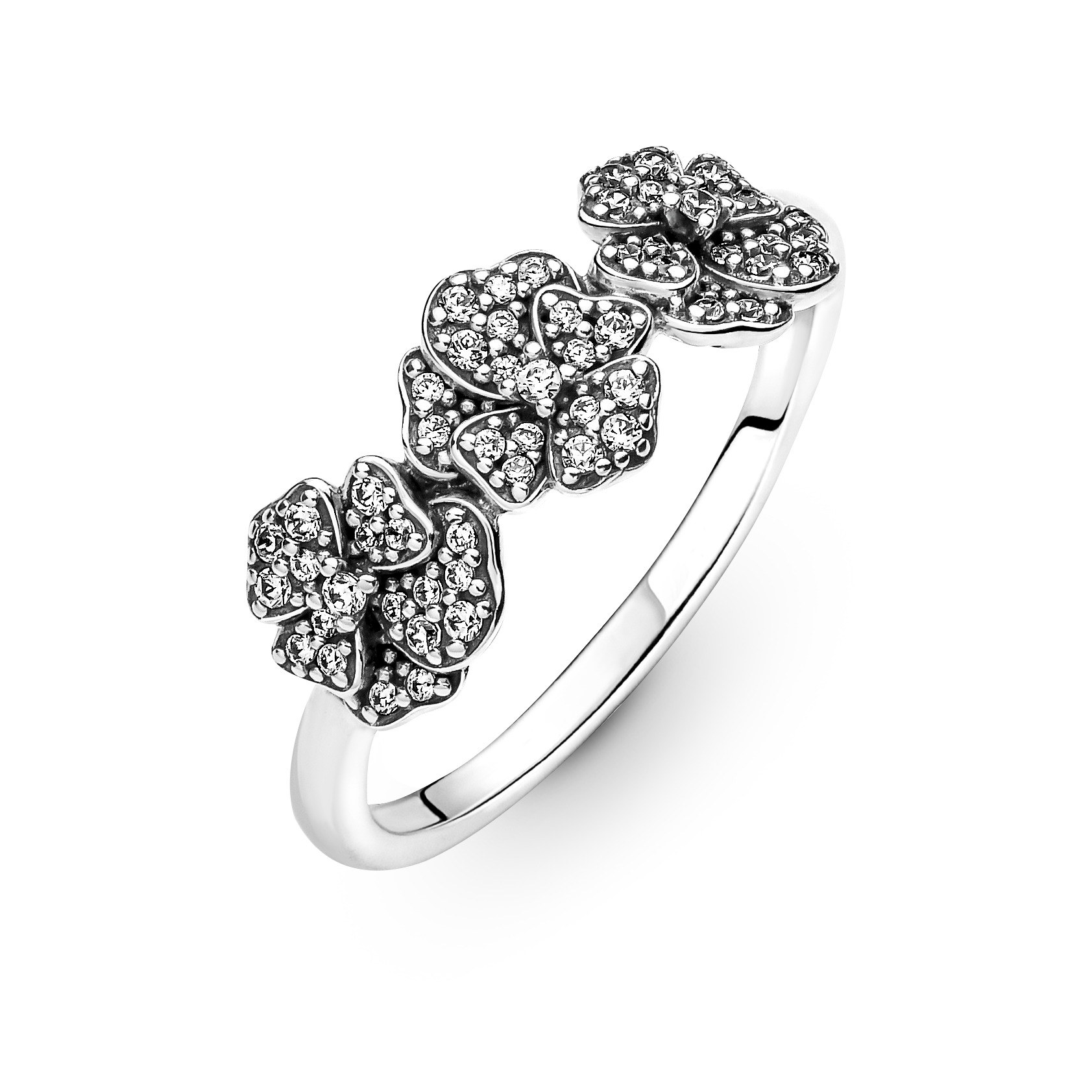 Pandora Ring mit dreifacher Stiefmütterchenblüte - Silber - Zirkonia Ansicht 4 – Ansicht 4