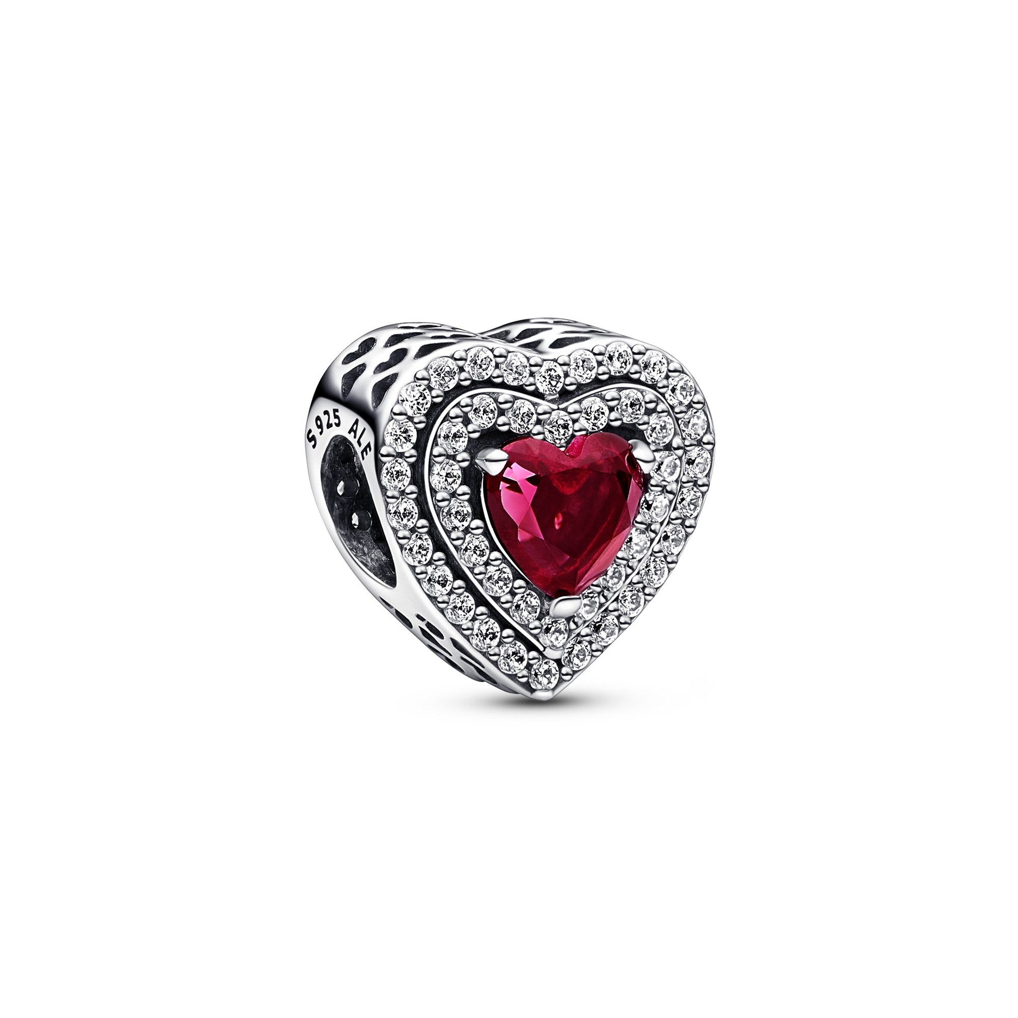 Pandora Charm - Sparkling Red Leveled Heart - Silber - Steinmix Rot