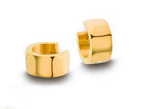 62526-0 Edelstahl Creolen - Gehämmert - 1,3 cm - Goldfarben - 6,9 mm breit, Hersteller: Juwelier Harnisch, Edelstahl Creolen in elegantem Design, ideal für jeden Anlass.