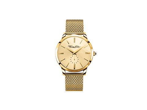Elegante Damenuhr von Thomas Sabo mit goldfarbenem Zifferblatt und Milanaise-Band, Modell WA0263-264-207, Durchmesser 42 mm, zeitloses Design für stilbewusste Frauen.