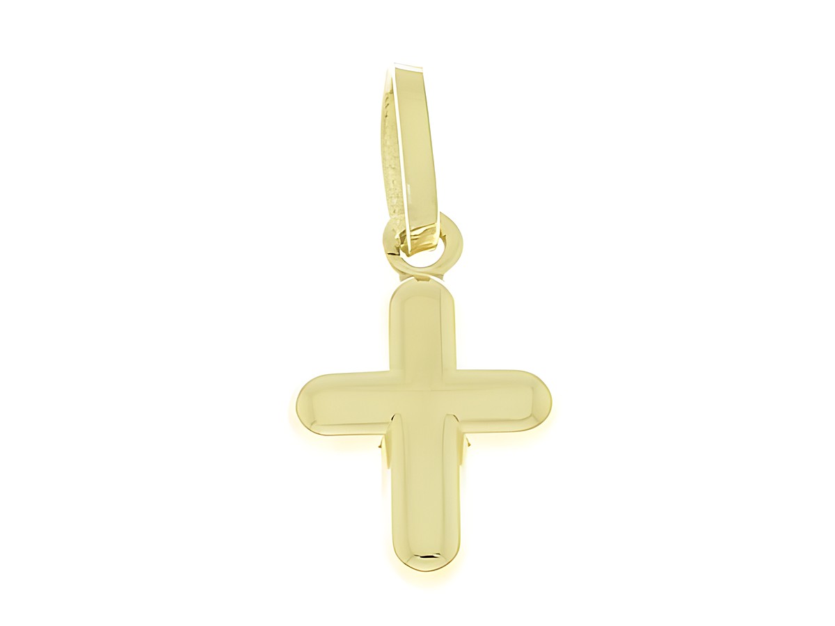 Kreuz aus Sterling Silber vergoldet, klein und plastisch, schlichtes Design, Hersteller Juwelier Harnisch. Ideal für eine stilvolle Halskette oder als Anhänger.