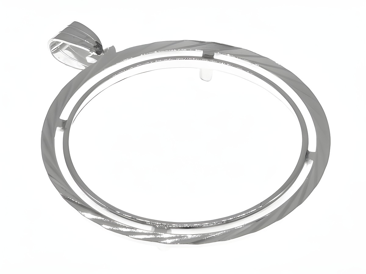 Münzfassung Anhänger aus 925 Sterling Silber mit Diamantschliff, geeignet für Münzen bis 34 mm Durchmesser, ideal für Münzen bis 3,5 cm, hergestellt von Juwelier Harnisch.