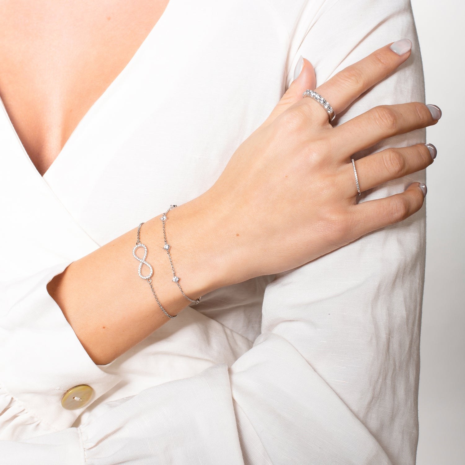 XENOX Sterling Silber Armband XS2766 - 15-20 cm - INFINITY - Ankerkette - INFINITY – Ansicht 3