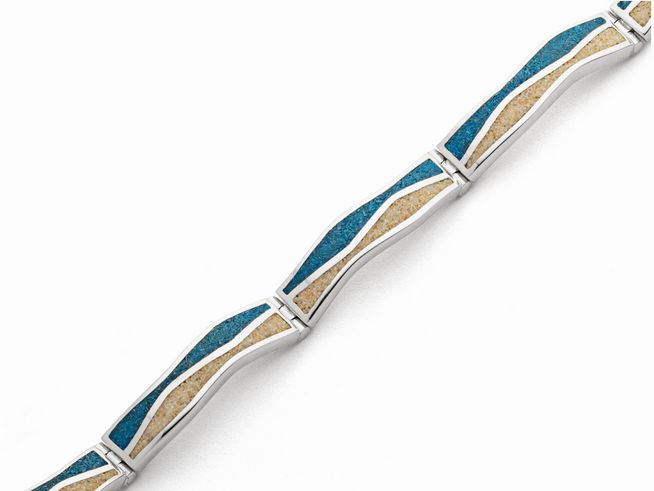 Elegantes DUR Armband Welle aus Sterling Silber mit einem harmonischen Design in Blau und Beige, perfekt für einen stilvollen Auftritt, Länge 18,5 cm, Hersteller DUR.