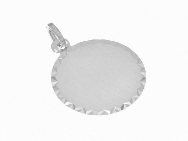 Anhänger Gravuplatte aus mattiertem und rhodiniertem Sterling Silber mit Diamantschliff, hergestellt von Juwelier Harnisch, schlicht und elegant im Design.