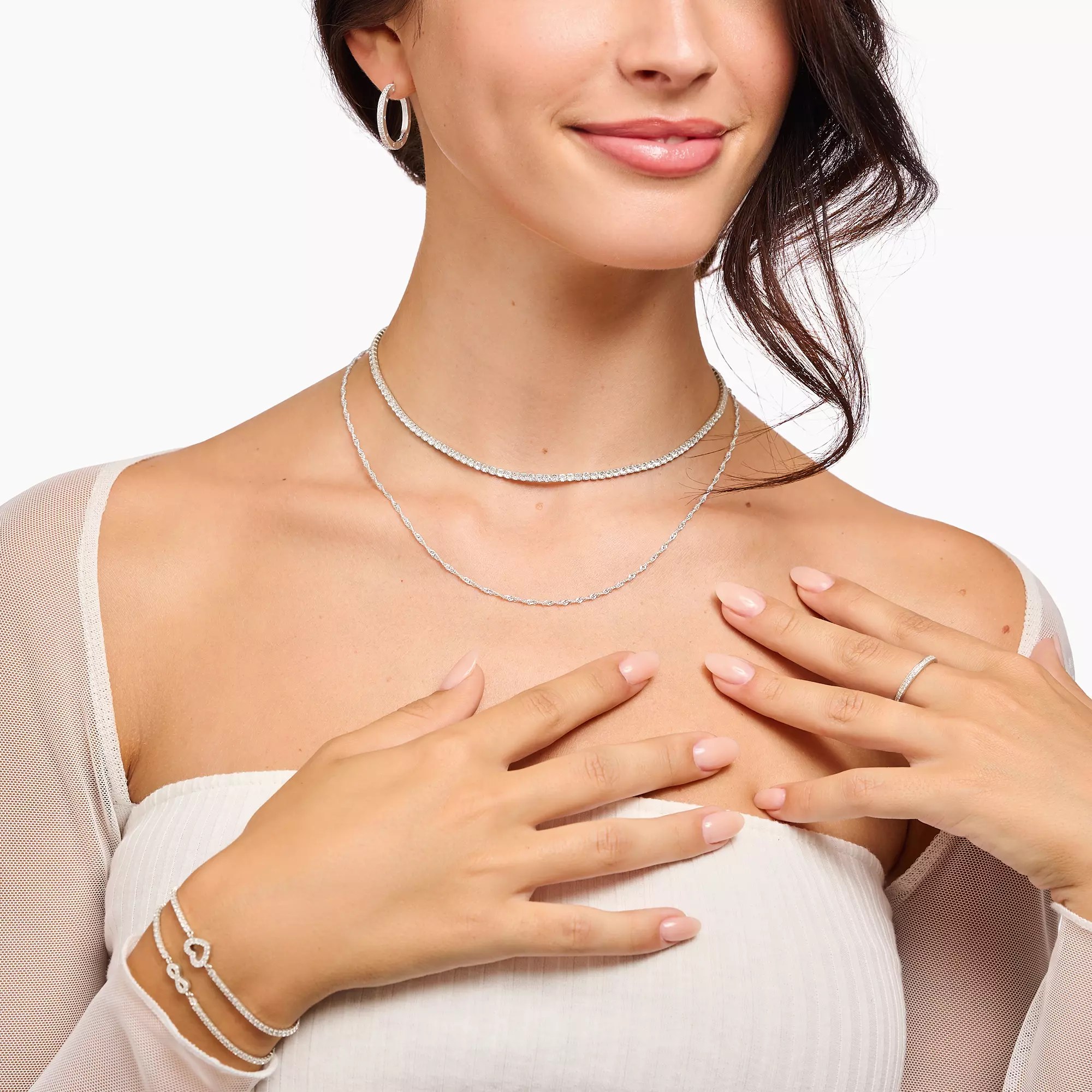 Thomas Sabo Kette - Weiß - Silber + Zirkonia - 38-42 cm – Ansicht 3
