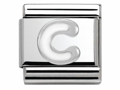Buchstabe C in silber mit Emaille, Hersteller Nomination Classic SilverShine, Modellnummer 330205 03, stylische Ergänzung für Armbänder.