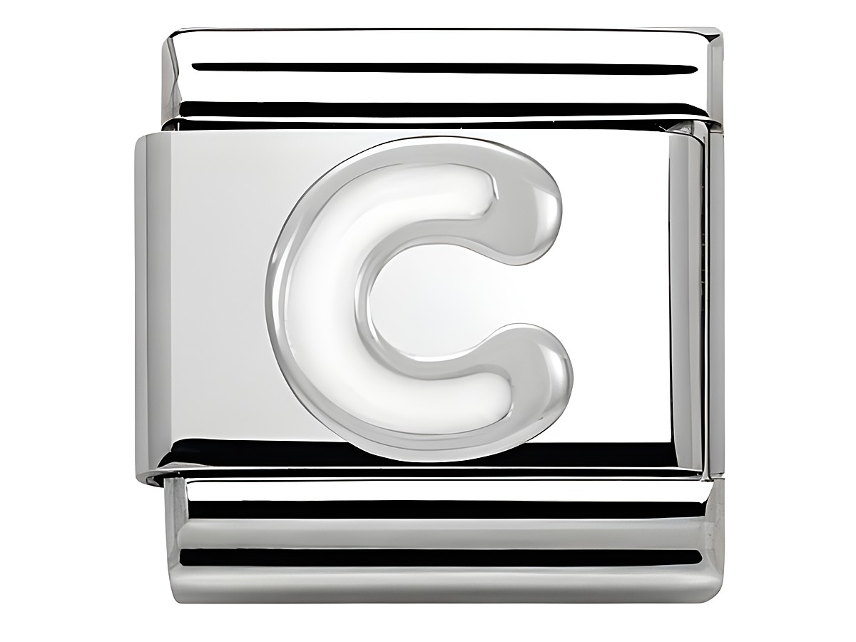 Buchstabe C in silber mit Emaille, Hersteller Nomination Classic SilverShine, Modellnummer 330205 03, stylische Ergänzung für Armbänder.