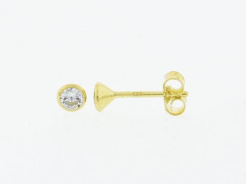 Silber Ohrringe in Kelch-Form, Silber vergoldet, Durchmesser 3,8 mm, mit Zirkonia, Hersteller Juwelier Harnisch, ein elegantes Schmuckstück für jeden Anlass.