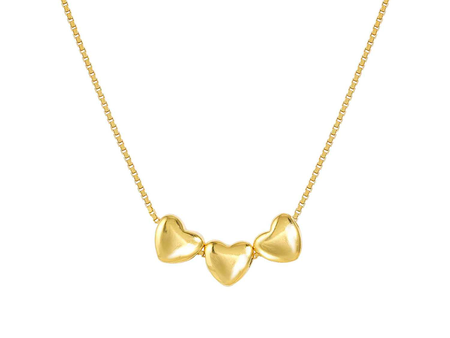 Nomination Sterling Silber 241305 06 - Herz - vergoldet Collier - Armonica 36-42 cm Ein vergoldetes Collier mit drei herzförmigen Anhängern, aus sterling Silber gefertigt, auf einer feinen Kette, verstellbar zwischen 36 und 42 cm.