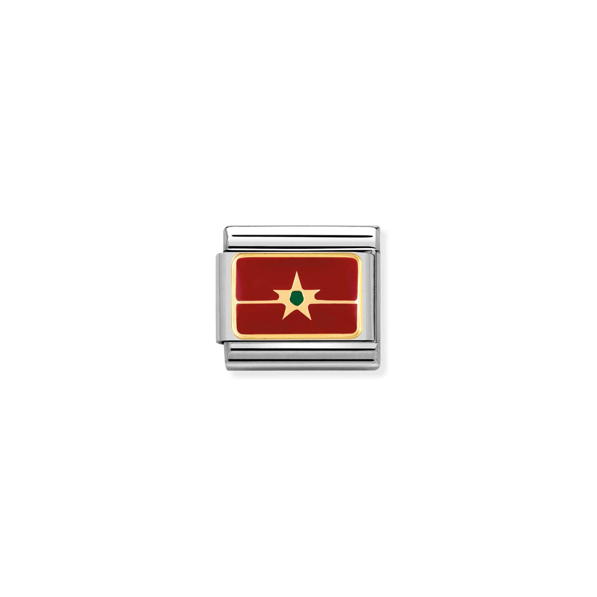 Nomination Composable Classic Charm Flagge Marokko - Edelstahl, Gold 750 Gelbgold, Emaille