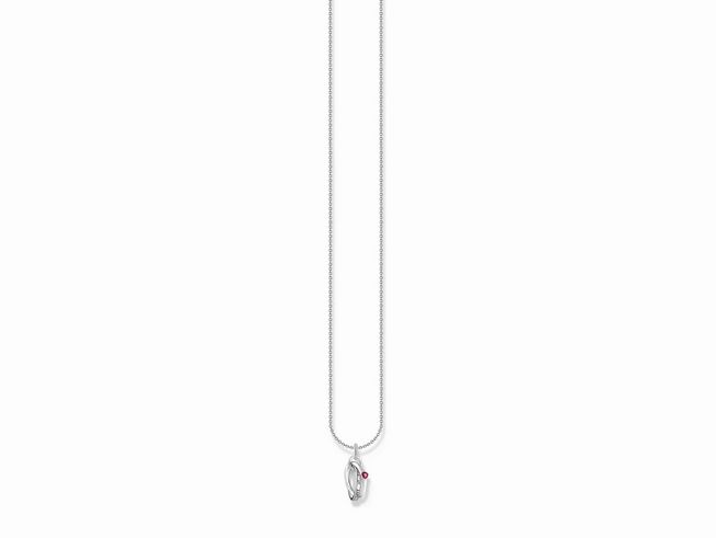 Thomas Sabo KE2231-639-10-L45V Kette in Silber mit einem Anhänger und rotem synthetischen Korund, Länge von 38 bis 45 cm, stilvoll und elegant, perfekt für jeden Anlass.