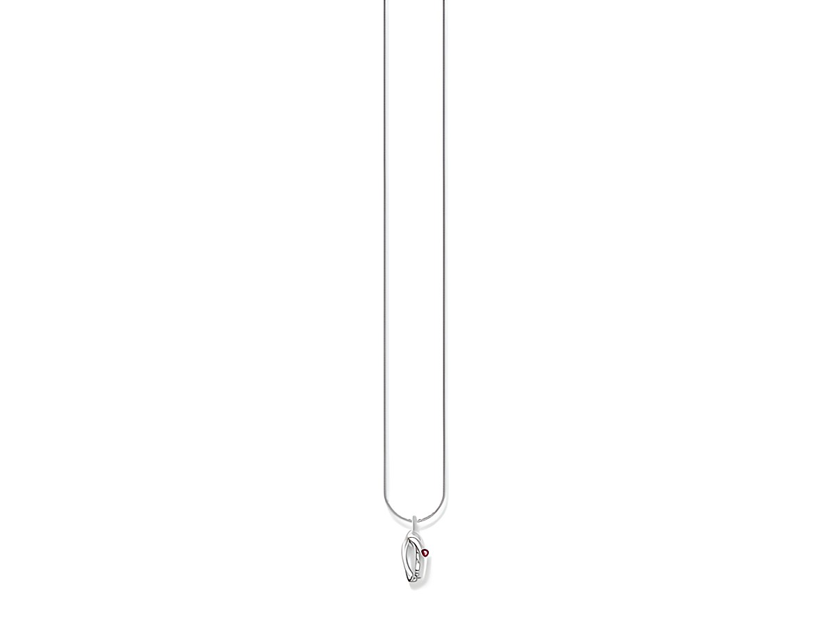 Thomas Sabo KE2231-639-10-L45V Kette in Silber mit einem Anhänger und rotem synthetischen Korund, Länge von 38 bis 45 cm, stilvoll und elegant, perfekt für jeden Anlass.