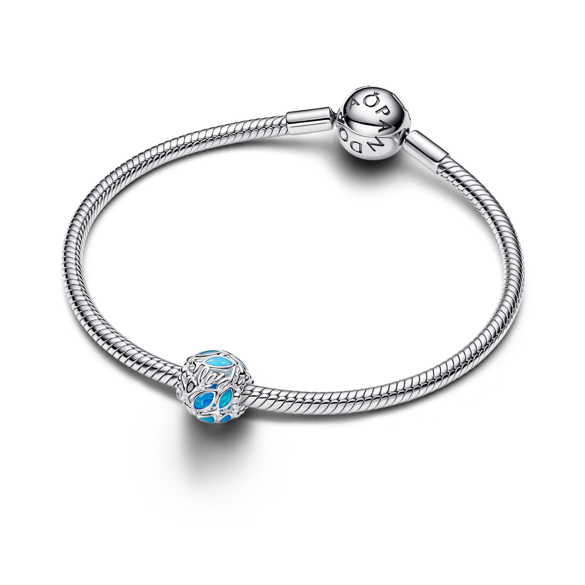 Pandora Offen gearbeitetes Fisch Charm - Silber - Blau Emaille – Ansicht 3