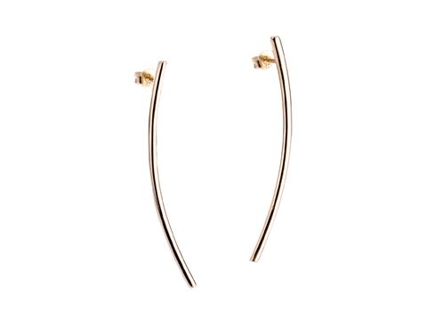 Stäbchen gebogen Ohrstecker luxuriös aus Silber vergoldet ohne Stein vom Juwelier Harnisch, elegantes Design ideal für jeden Anlass.