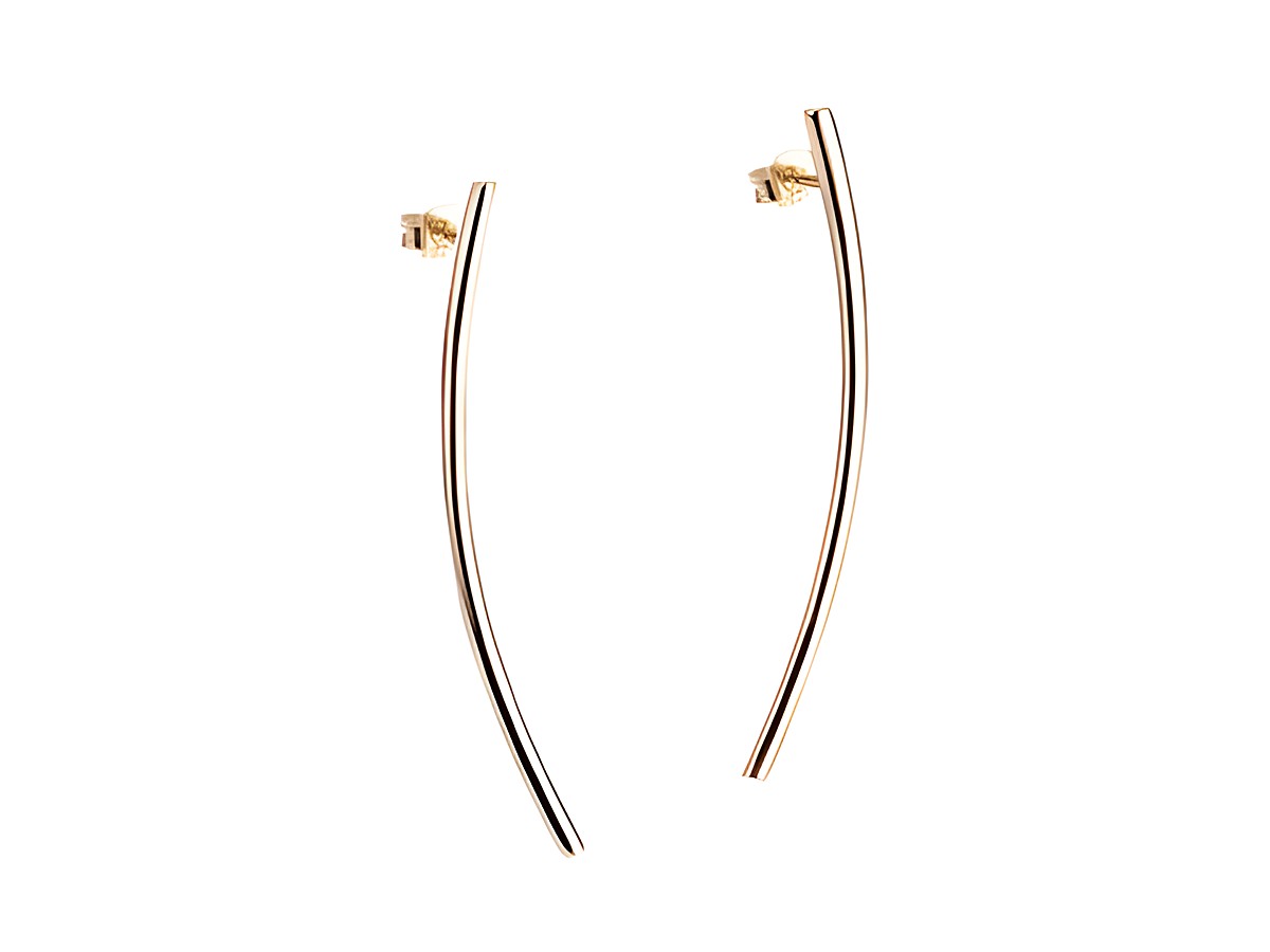 Stäbchen gebogen Ohrstecker luxuriös aus Silber vergoldet ohne Stein vom Juwelier Harnisch, elegantes Design ideal für jeden Anlass.