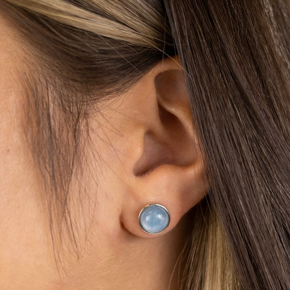 Engelsrufer BASIC Ohrstecker Powerful Stone - Kraftstein - Blauer Achat - Silber rhodiniert & Blau 10 mm – Ansicht 3