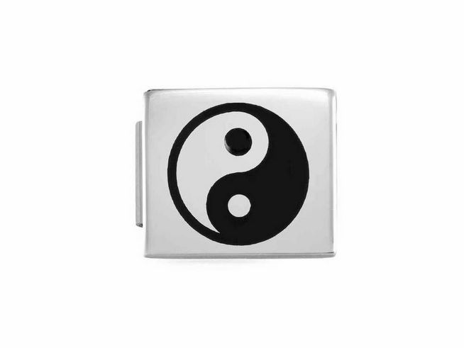 Edelstahl Charm von Nomination mit Yin-Yang Symbol, elegant und modern im Design, ideal für individuelle Schmuckkombinationen.