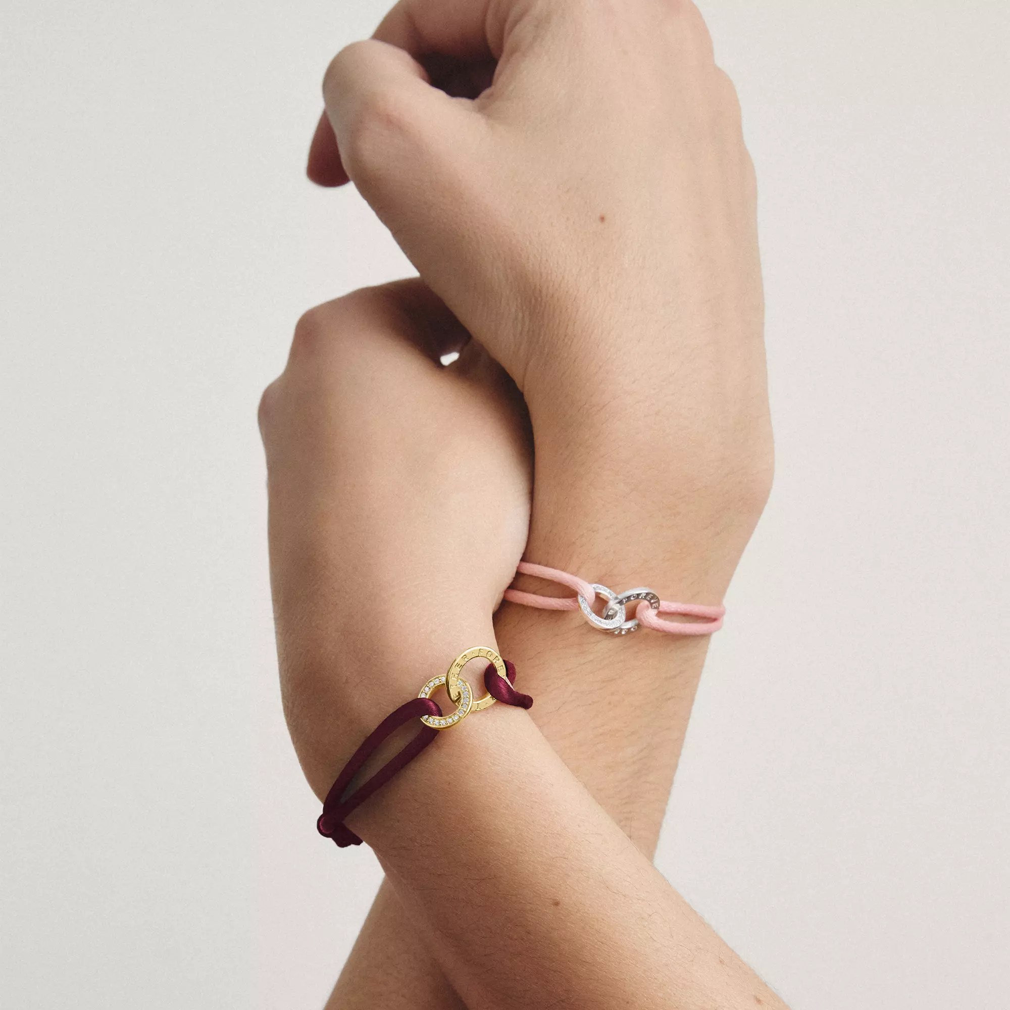 Thomas Sabo Together - Armband - 24 cm - 18K Gelbgold-Vergoldung & Textil - bordeaux – Ansicht 3