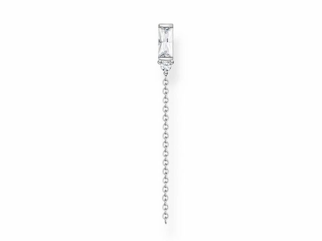 Thomas Sabo Charming 1 Stück Ohrring H2183-051-14 aus Sterling Silber mit weißem Zirkonia, eleganter design mit einer langen Kette für einen modernen Look.