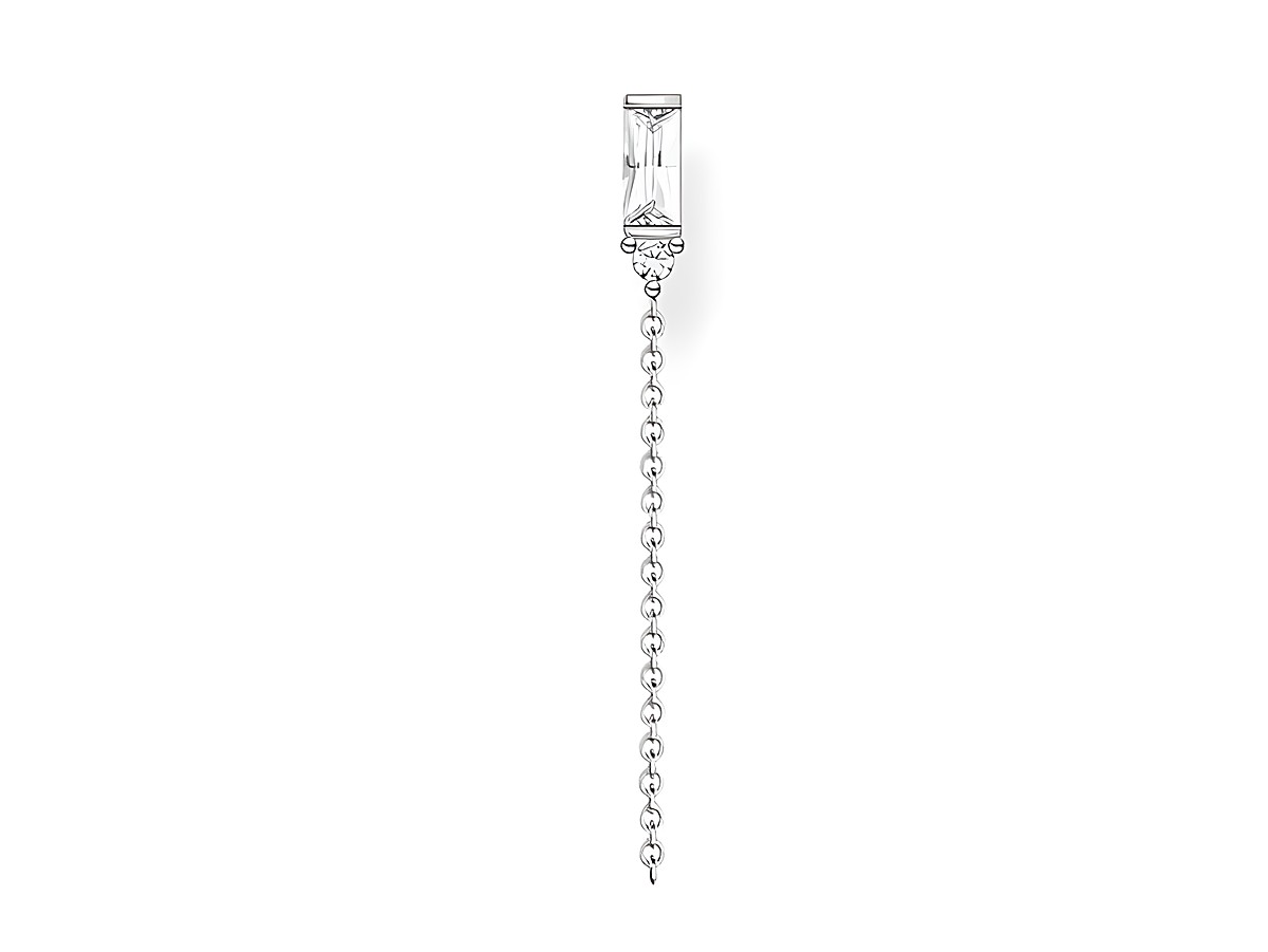 Thomas Sabo Charming 1 Stück Ohrring H2183-051-14 aus Sterling Silber mit weißem Zirkonia, eleganter design mit einer langen Kette für einen modernen Look.