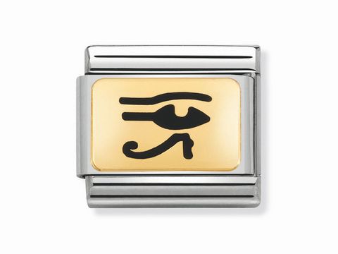 Klassisches Nomination Armbandglied mit dem ägyptischen Auge als Ländersymbol, in Emaille und aus hochwertigem Metall gefertigt, von Hersteller Nomination.