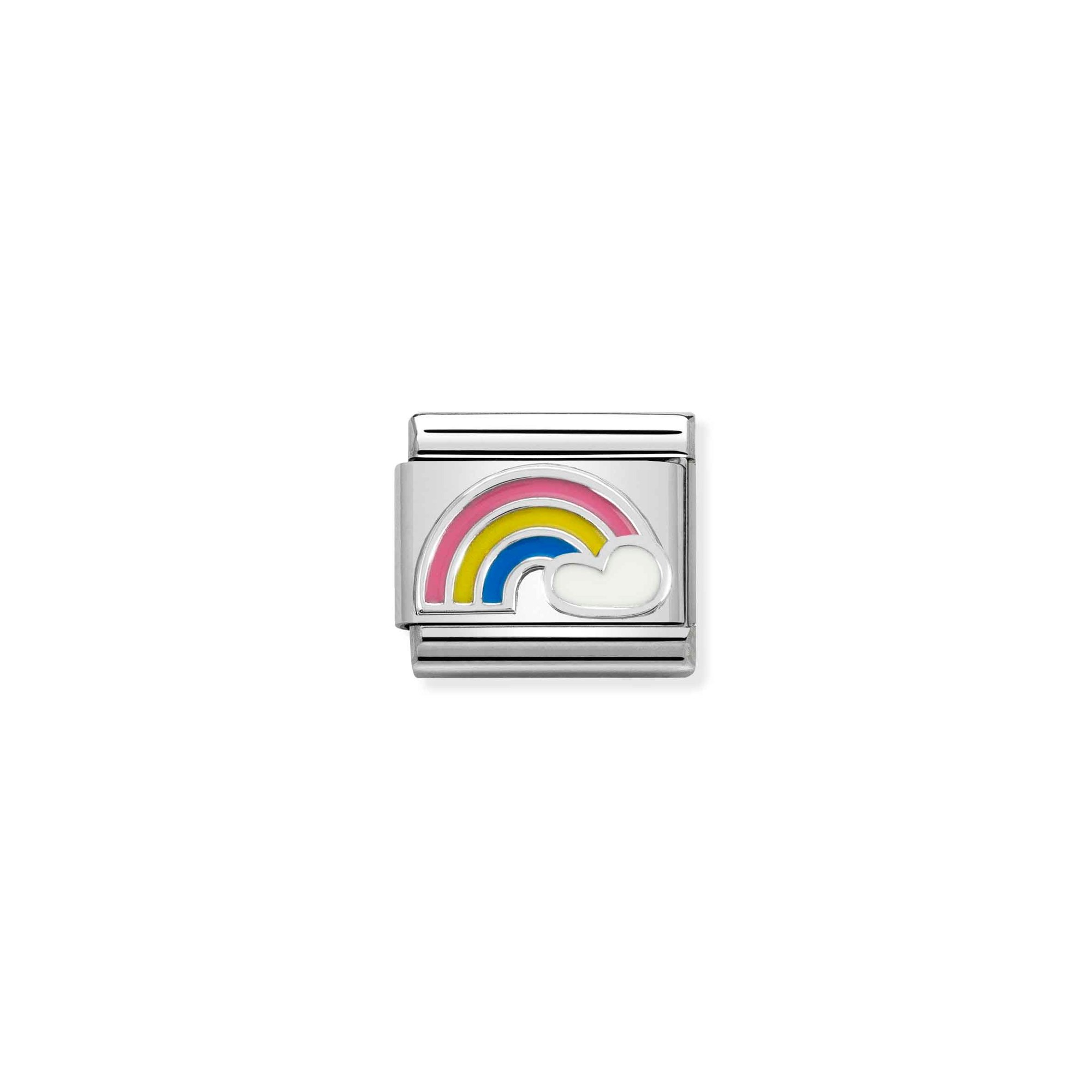 Nomination Composable Classic Charm Regenbogen mit Wolke - Edelstahl, Silber 925, Emaille