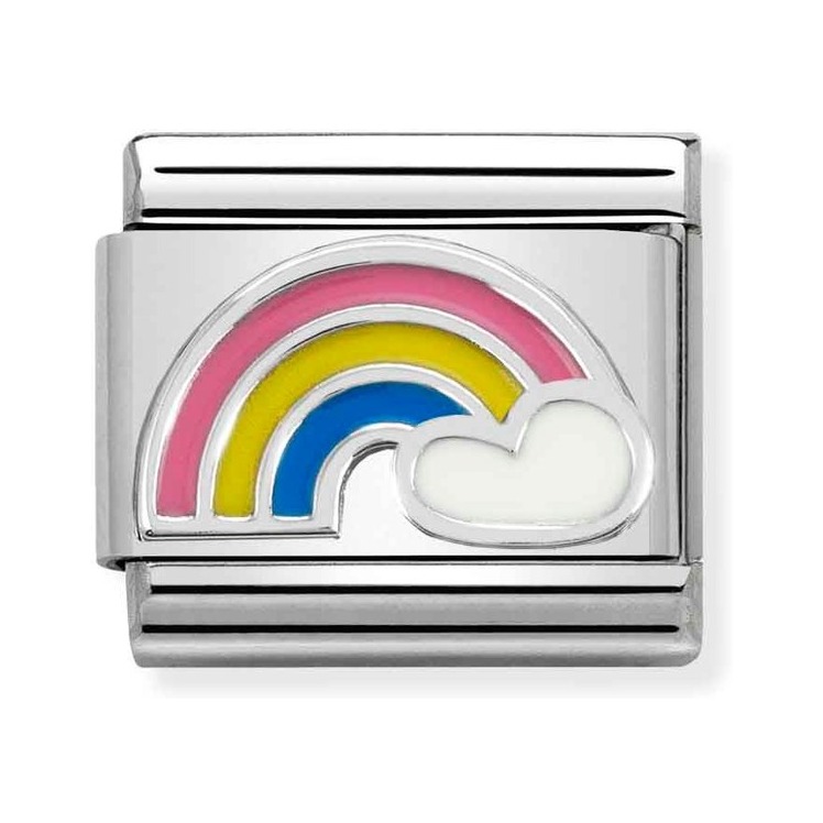 Nomination Composable Classic Charm Regenbogen mit Wolke - Edelstahl, Silber 925, Emaille