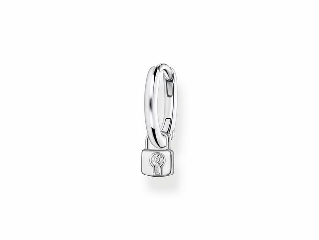 Ein eleganter Ohrhänger aus Sterling Silber von Thomas Sabo mit einem Zirkonia-Schloss. Das moderne Design und der glänzende Silber-Look machen ihn zu einem stilvollen Accessoire.
