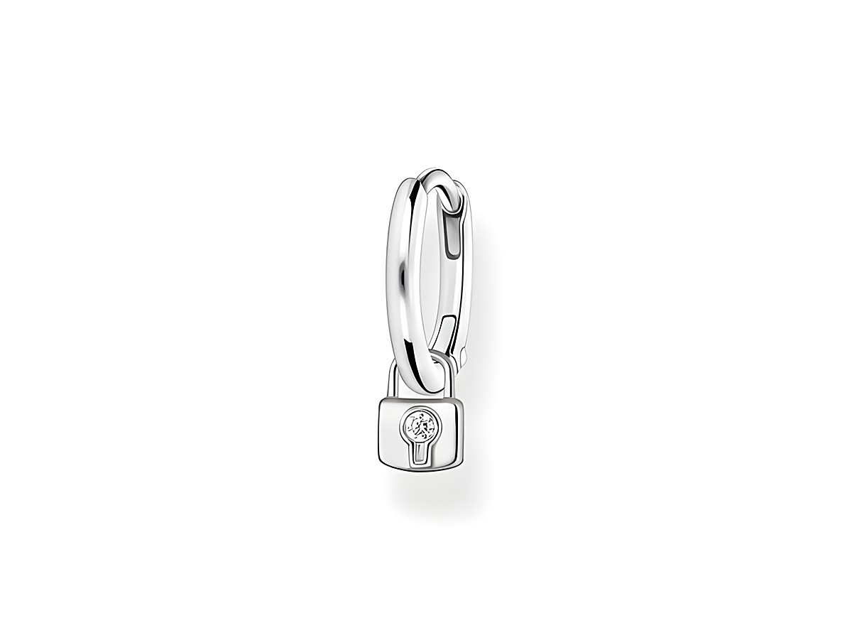 Ein eleganter Ohrhänger aus Sterling Silber von Thomas Sabo mit einem Zirkonia-Schloss. Das moderne Design und der glänzende Silber-Look machen ihn zu einem stilvollen Accessoire.