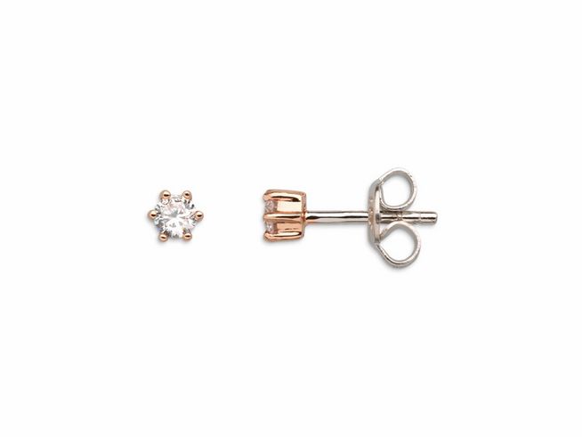 Xenox Sterling Silber Ohrringe XS3516R in Krappe Rosè, mit roségold vergoldetem Design und funkelndem Edelstein, idealer Ohrschmuck für eleganten Stil.