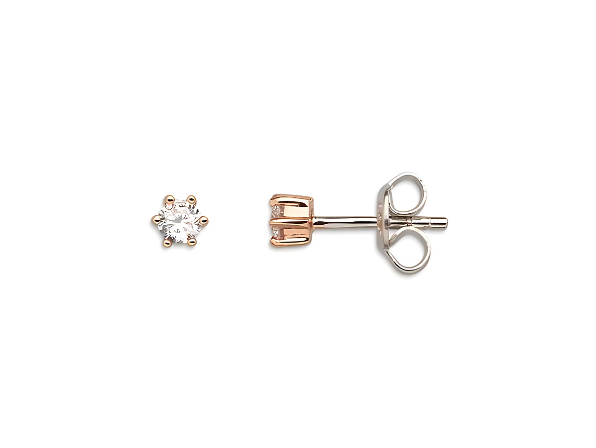 Xenox Sterling Silber Ohrringe XS3516R in Krappe Rosè, mit roségold vergoldetem Design und funkelndem Edelstein, idealer Ohrschmuck für eleganten Stil.