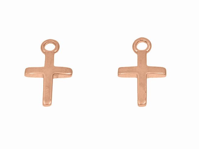 Einhänger für Creolen in Form von Kreuzchen, aus Sterling Silber, vergoldet in roségold, polierte Oberfläche, hergestellt von Juwelier Harnisch, ideal für individuelles Schmuckdesign.