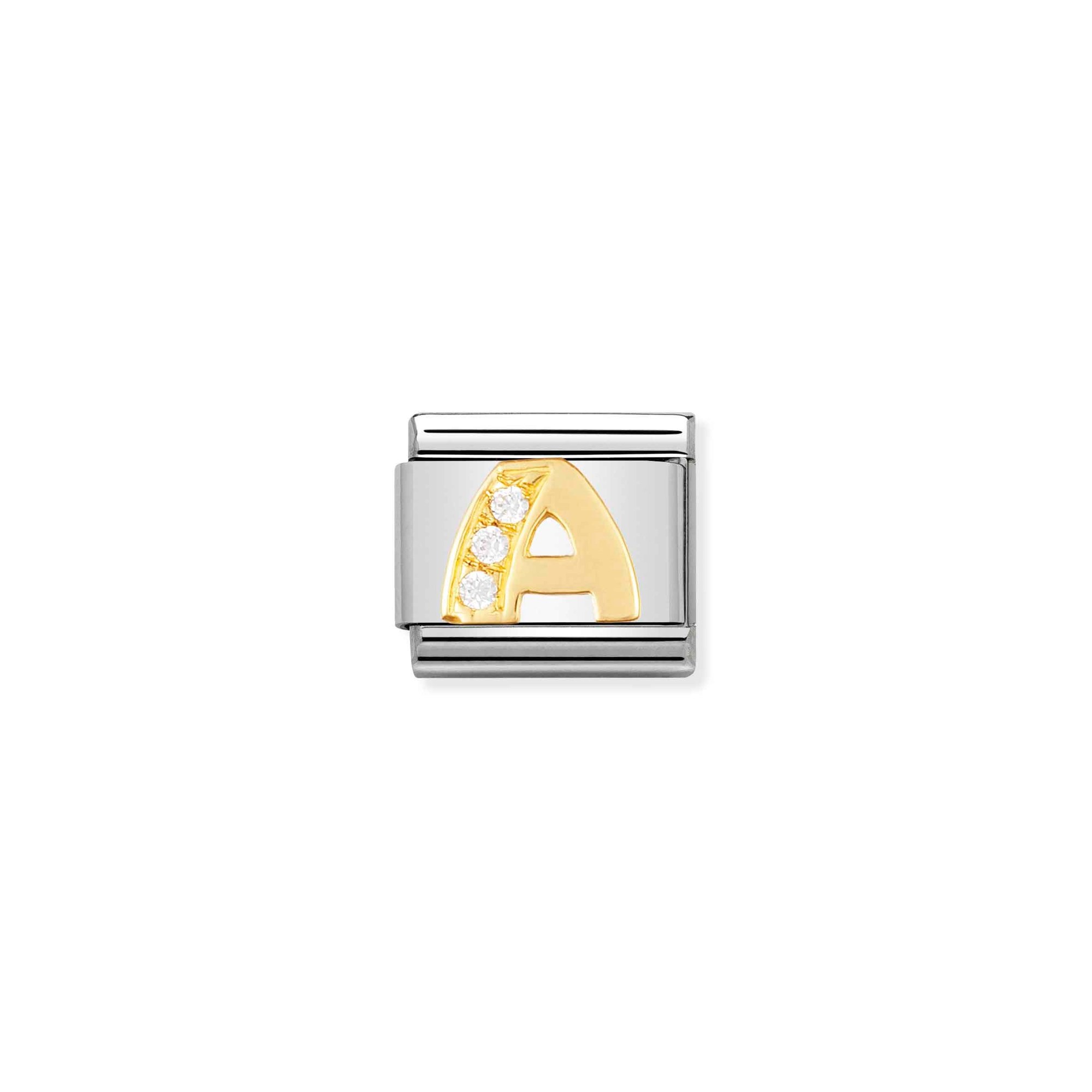 Nomination Composable Classic Charm Buchstabe A - Edelstahl, Gold 750 Gelbgold, Zirkonia