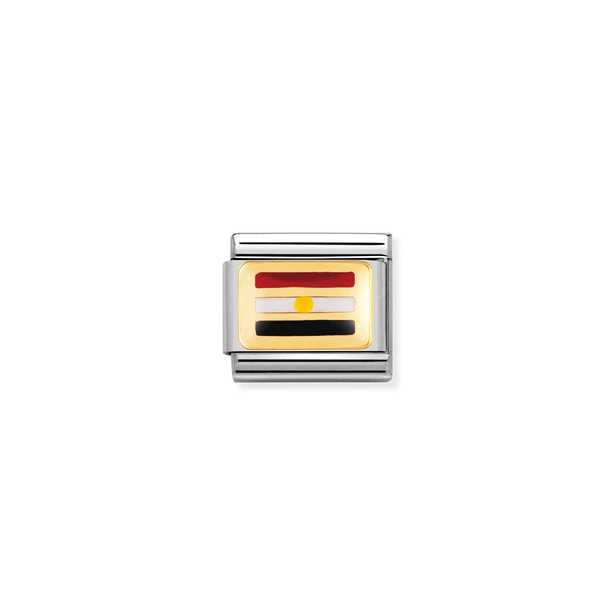 Nomination Composable Classic Charm Flagge Ägypten - Edelstahl, Gold 750 Gelbgold, Emaille