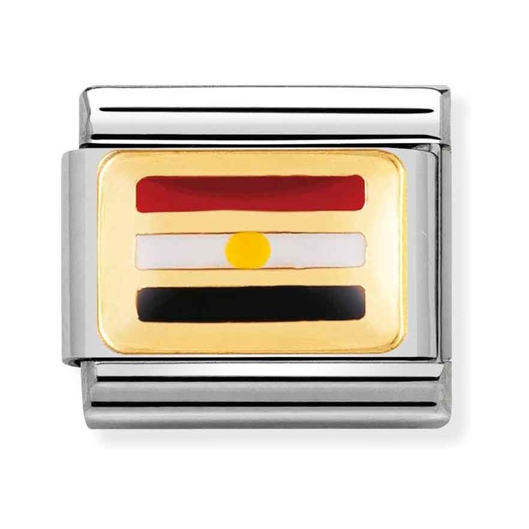 Nomination Composable Classic Charm Flagge Ägypten - Edelstahl, Gold 750 Gelbgold, Emaille