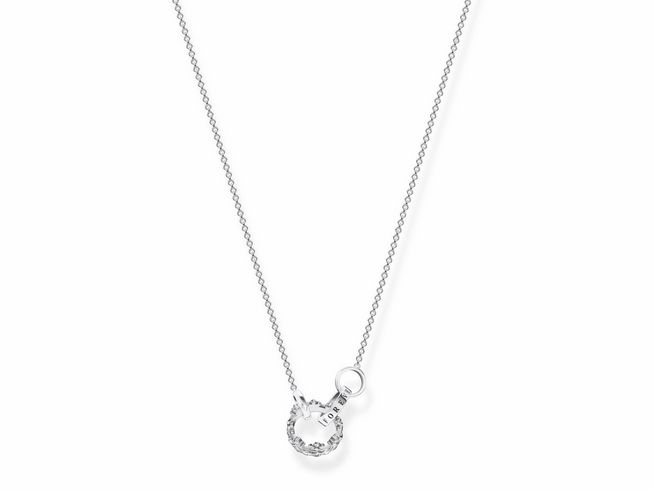 Edelste Kette aus Sterling Silber mit Zirkonia, Modell KE1987-643-14-L45V von Thomas Sabo, Länge 40-45 cm, elegantes Design mit einem Anhänger in Form eines Rings.