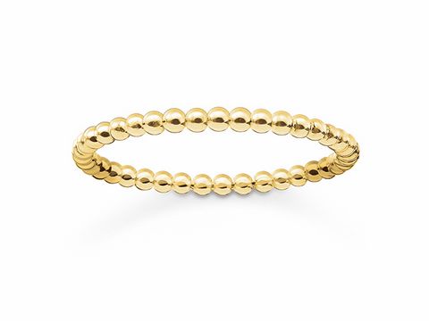 Ring von Thomas Sabo TR2122-413-12-60 in Größe 60 aus vergoldetem Silber, charakterisiert durch eine schöne wellenförmige Anordnung kleiner goldfarbener Kugeln.