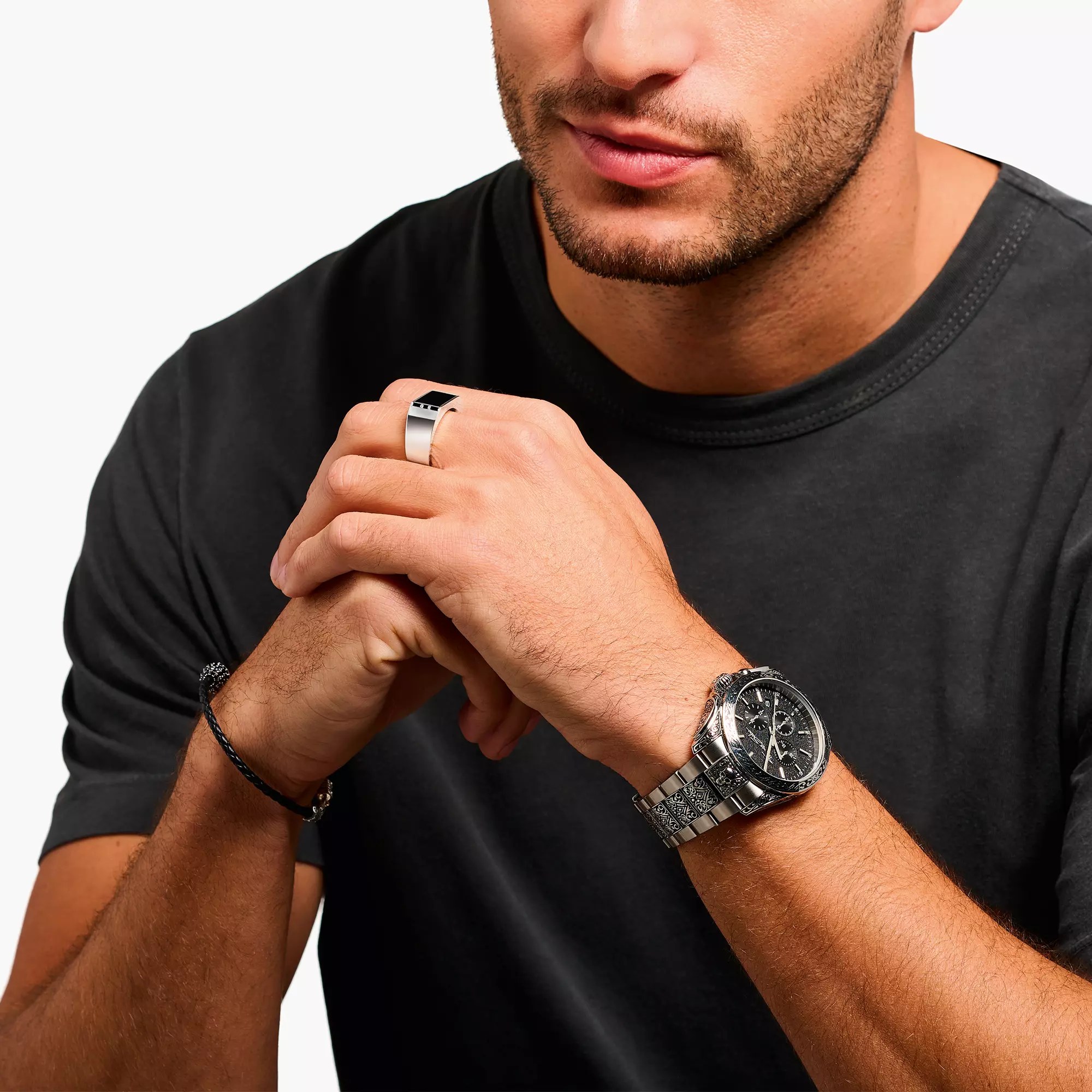 Thomas Sabo Uhr WA0377-201-203-41 mm - Rebel at Heart Totenkopf - Ziffernblatt schwarz – Ansicht 4